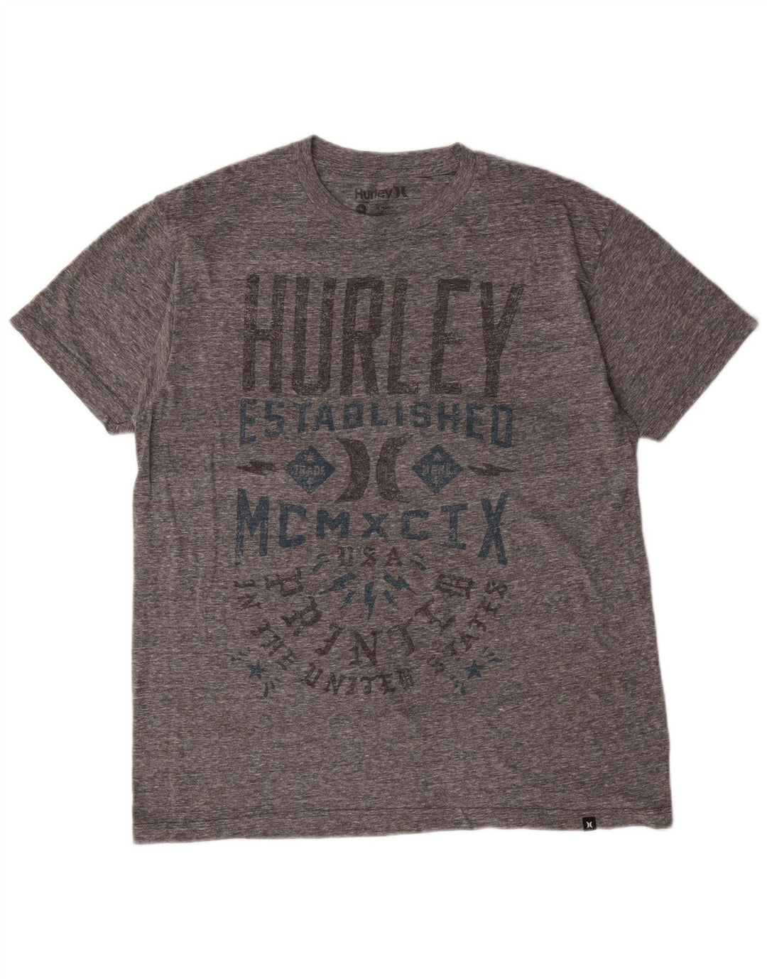 Męski T-shirt z grafiką Hurley o regularnym kroju, średnioszary