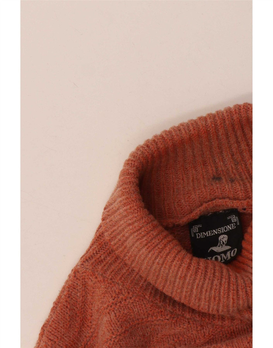 Vintage męski sweter z wywijanym dekoltem, duży pomarańczowy Fair Isle