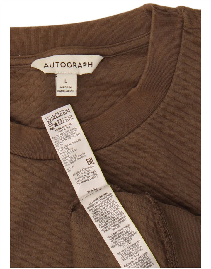 Marks & Spencer Męski sweter z autografem, duży, brązowy, bawełniany