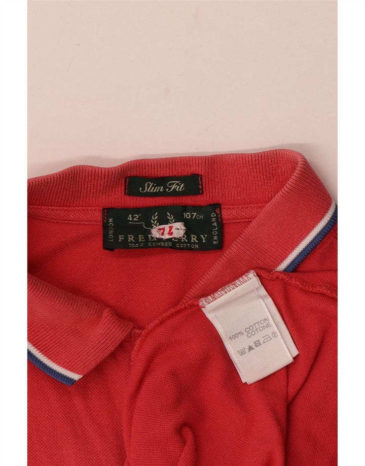 Męska koszulka polo Fred Perry o dopasowanym kroju, średnia czerwona, bawełniana