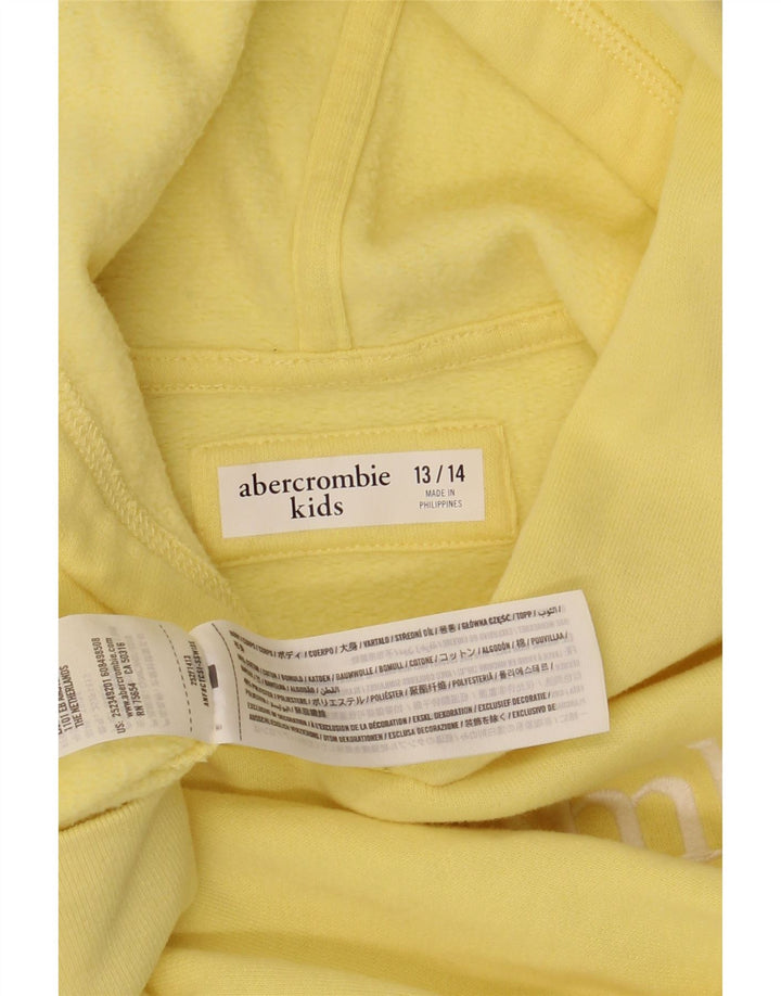 ABERCROMBIE & FITCH Dziewczęcy sweter z kapturem i grafiką 13-14 lat, żółty, bawełniany