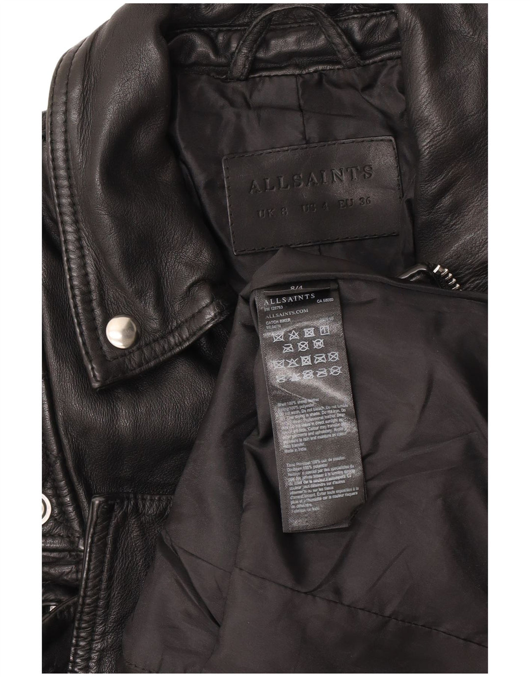 Damska kurtka motocyklowa All Saints Crop Leather UK 8, mała czarna