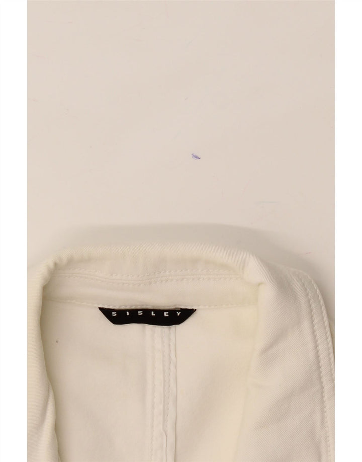 SISLEY Womens 2 Button Blazer Jacket UK 10 Small White Vintage Sisley and Second-Hand Sisley from Messina Hembry 