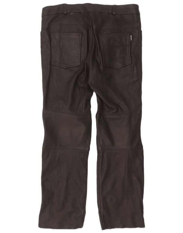 Oxford Mens Leather Biker Trousers W34 L33 Black Leather