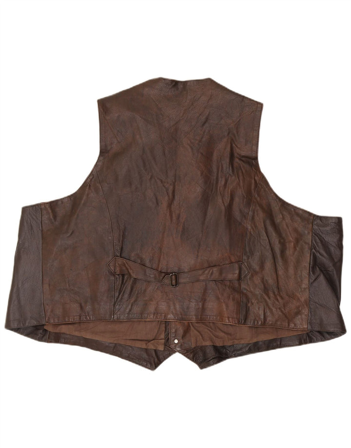 Vintage męska kamizelka skórzana EU 62 6XL brązowa