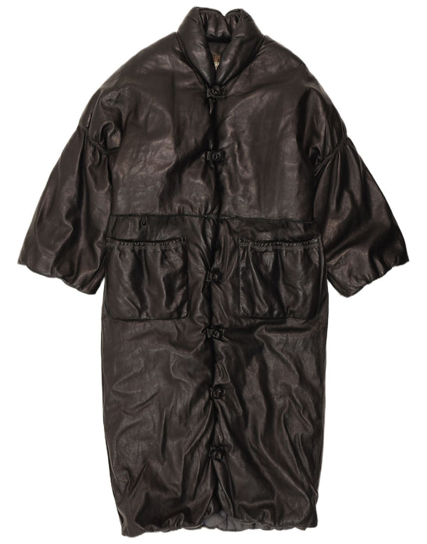 Garaż damski płaszcz skórzany z rękawem 3/4 UK 18 XL, czarny