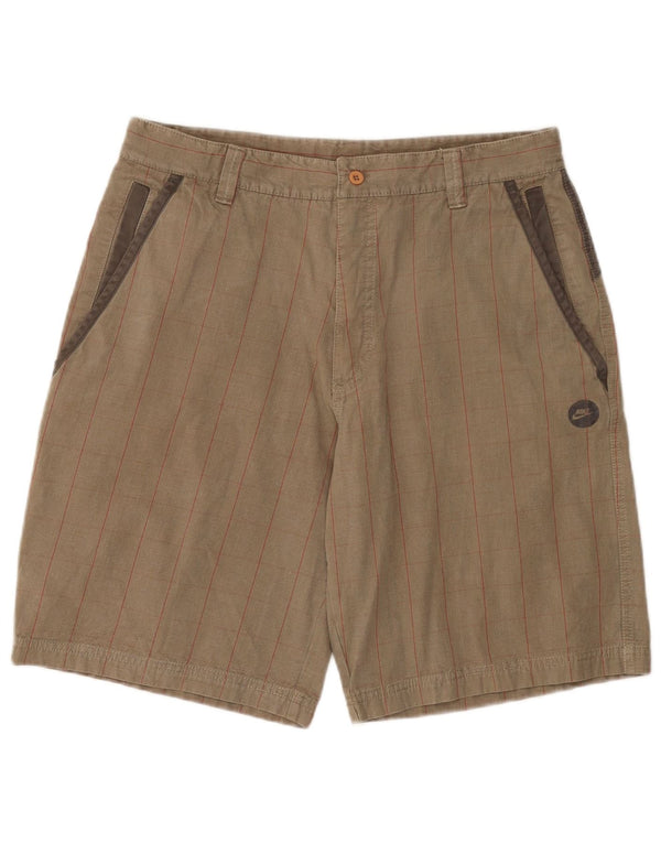 Nike Mens Cargo Shorts Medium W32 Beige Check Cotton