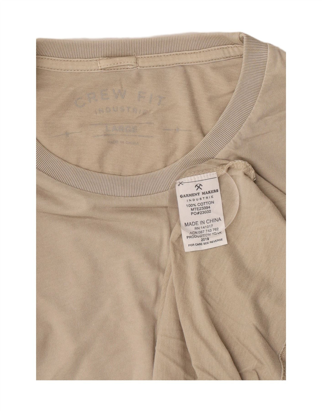 T-shirt męski w stylu vintage, duży, beżowy, bawełniany