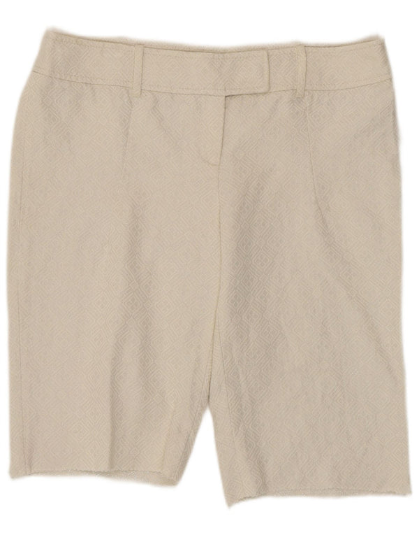 Damskie bermudy Oasis UK 14 Medium W32 Biała geometryczna bawełna