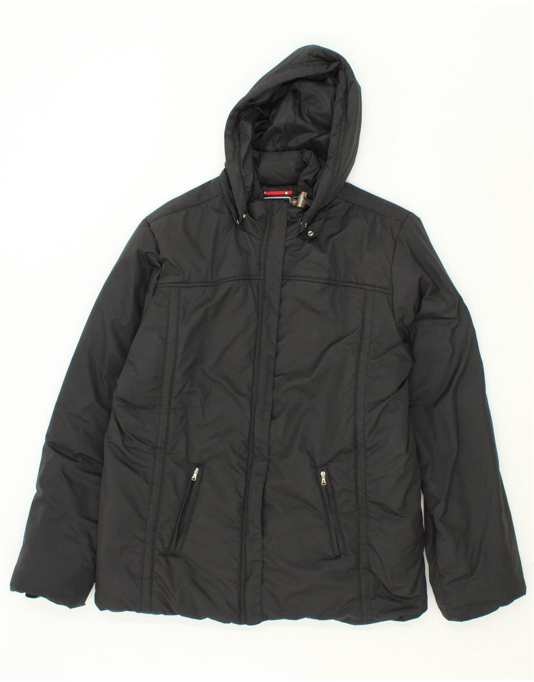 CHAMPION Womens Hooded Padded Jacket UK 18 XL Black Polyester Vintage Champion and Second-Hand Champion from Messina Hembry 
