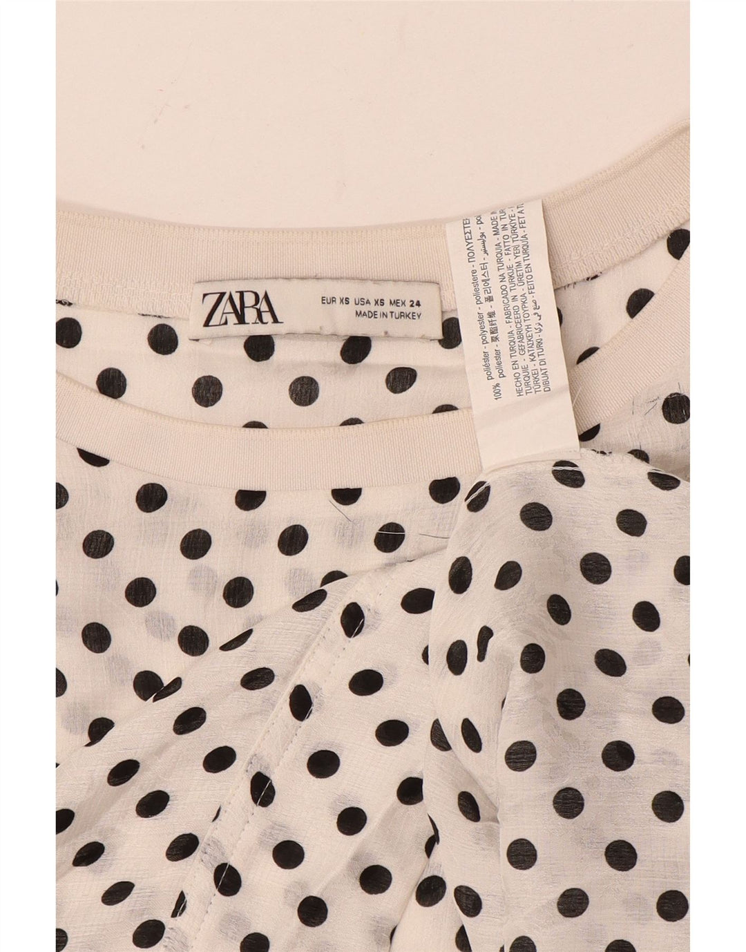 Damska bluzka oversize Zara UK 6 XS, biały poliester w kropki
