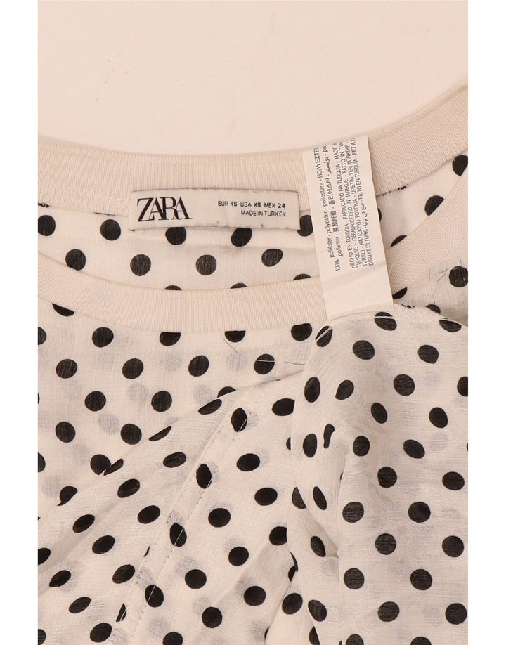 Damska bluzka oversize Zara UK 6 XS, biały poliester w kropki
