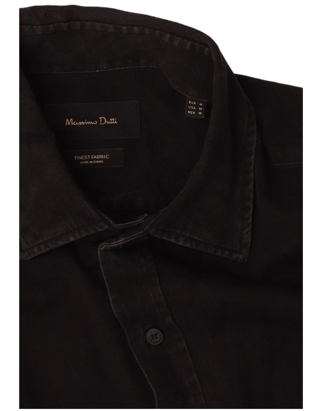 Męska koszula dżinsowa Massimo Dutti, średnia czarna, bawełniana