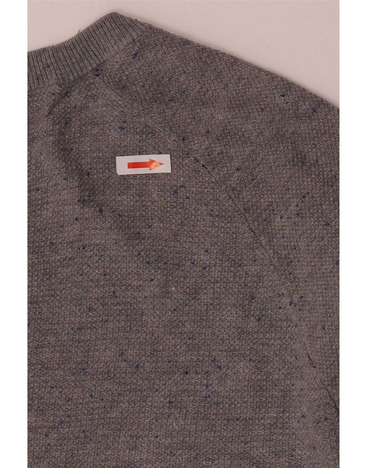 Męski sweter z dekoltem w łódkę Zara Średni szary, bawełniany w cętki