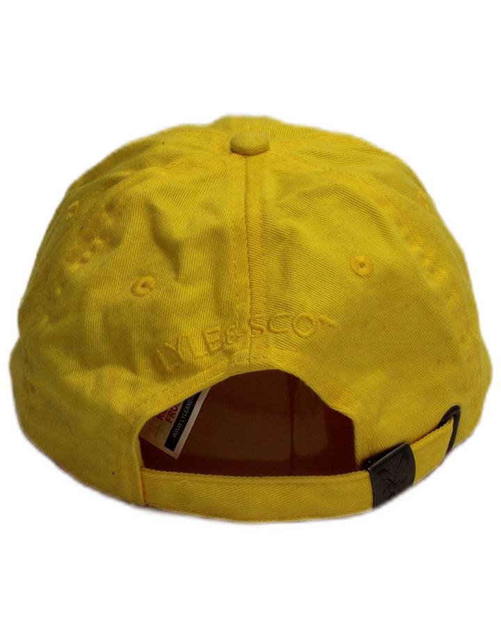 Męska czapka z daszkiem z grafiką LYLE & SCOTT w jednym rozmiarze, żółta, bawełniana, klasyczna