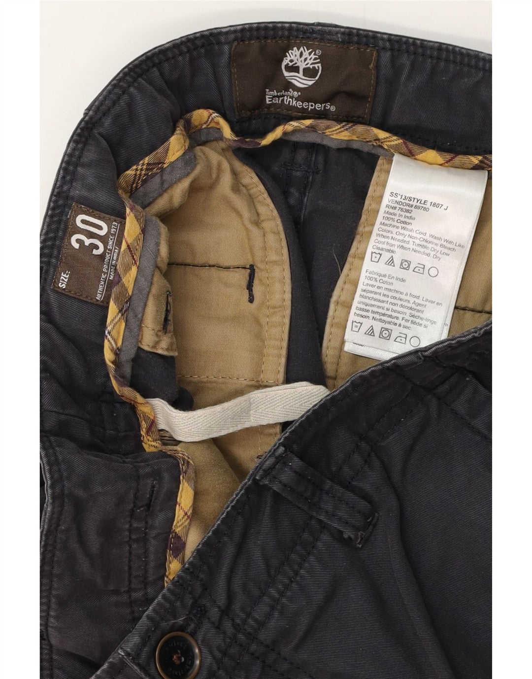 Męskie spodenki Chino TIMBERLAND Earthkeepers W30 Średni granatowy, bawełniany