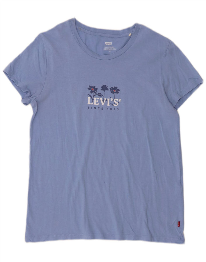 Damska koszulka z grafiką Levi's Top UK 12, średnia niebieska bawełna