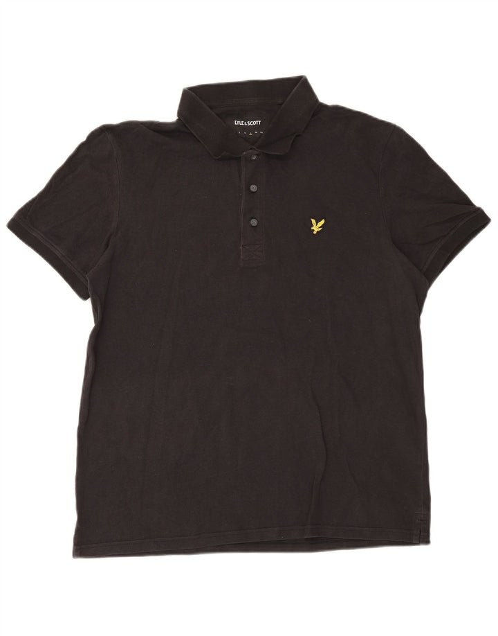Męska koszulka polo Lyle & Scott, duża, czarna, bawełniana