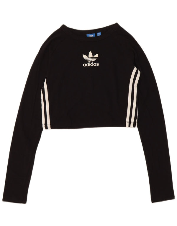 Damski top Adidas Crop Graphic z długim rękawem UK 8, mały, czarny, bawełniany