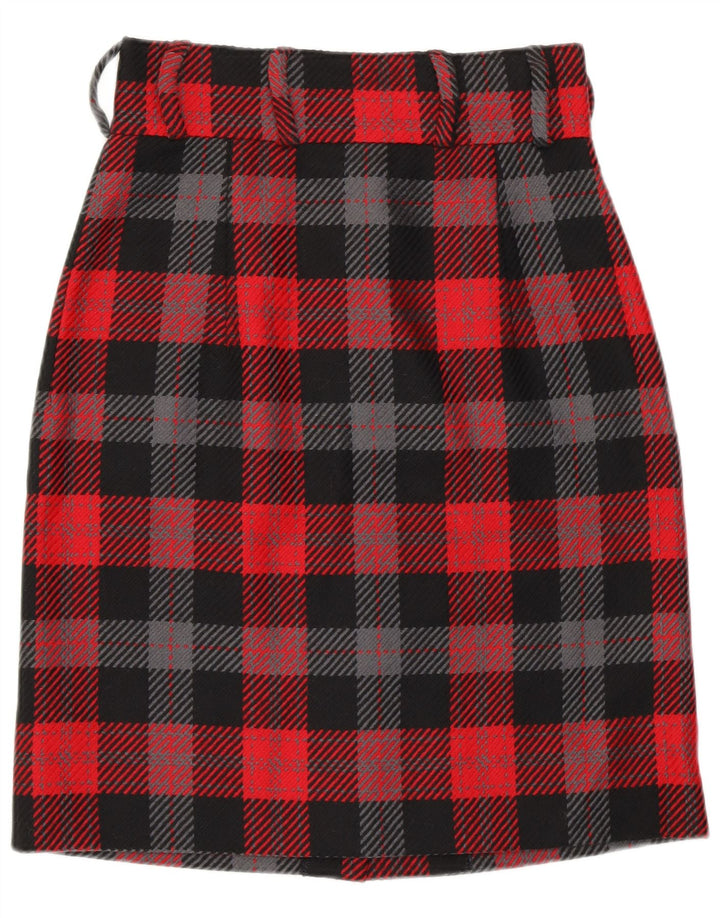 VINTAGE Womens Straight Skirt W28 Medium Red Check