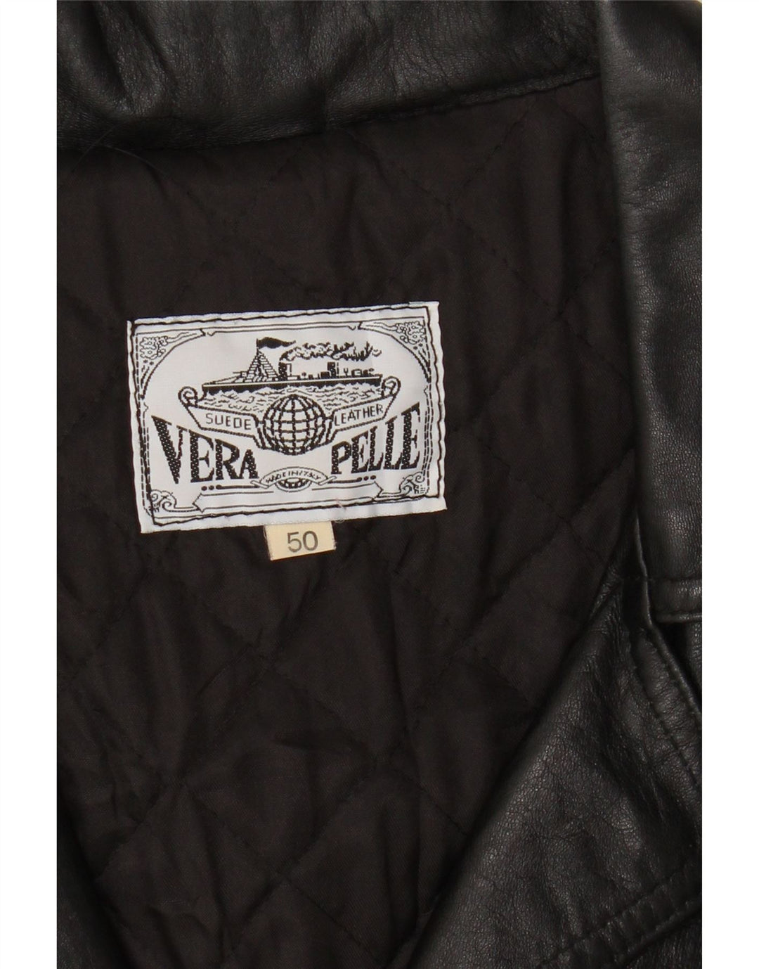 Vintage damska marynarka skórzana zapinana na 3 guziki IT 50 XL czarna skóra