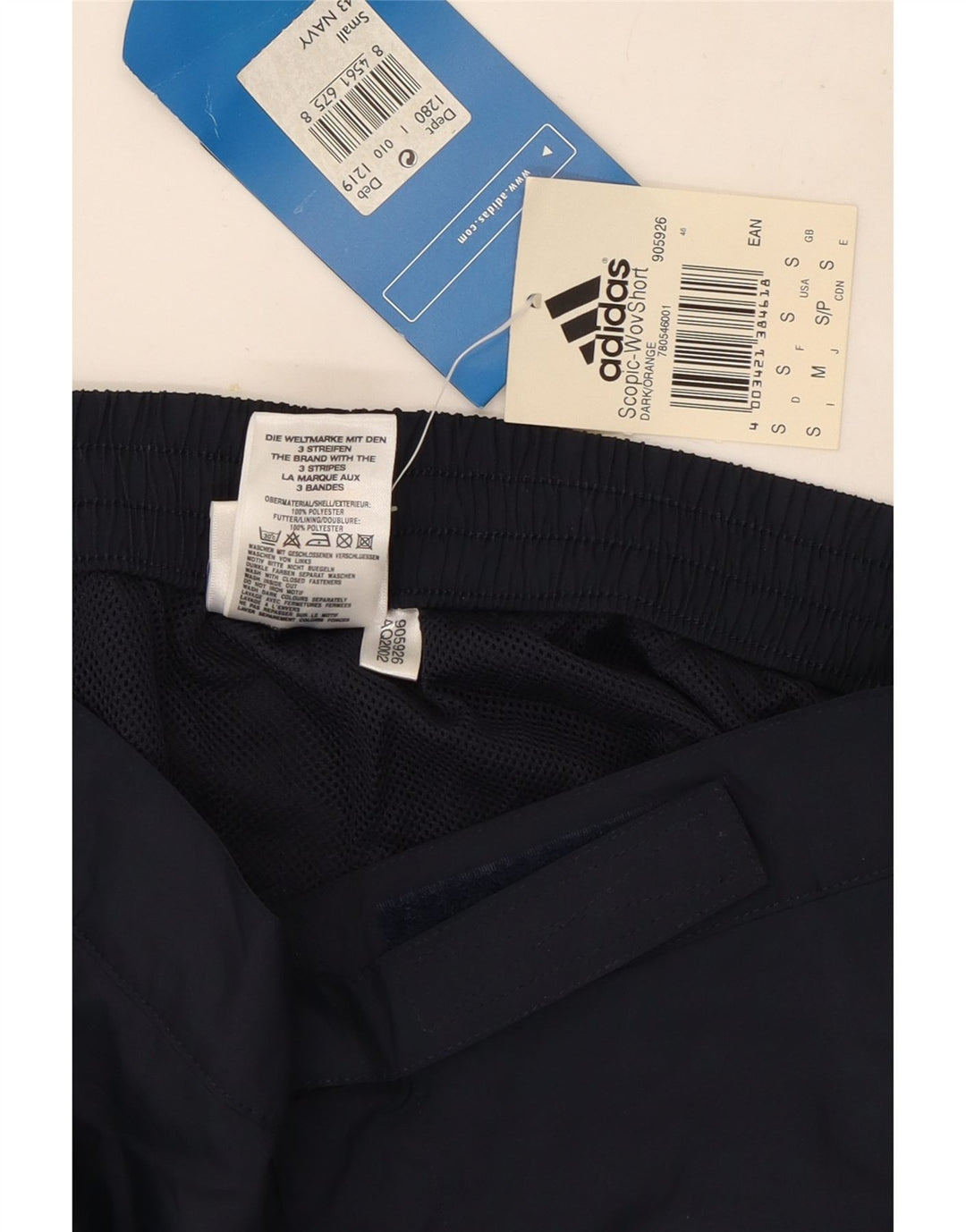 Męskie spodenki sportowe Adidas, małe, granatowe, poliestrowe