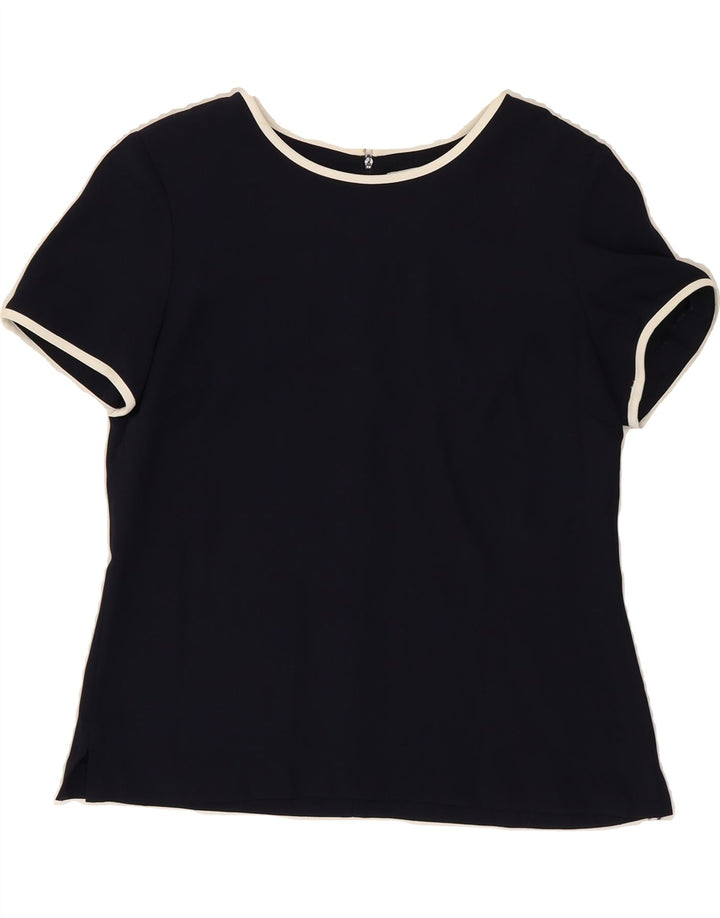 LUISA SPAGNOLI Womens Blouse Top IT 46 Large Navy Blue Polyester Vintage Luisa Spagnoli and Second-Hand Luisa Spagnoli from Messina Hembry 