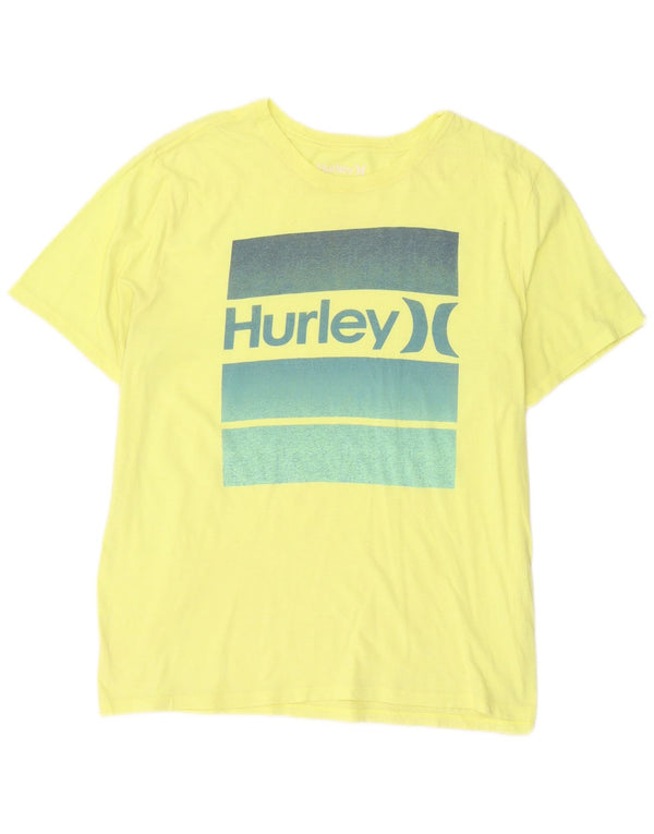 Męski T-shirt z grafiką Hurley, duży, żółty poliester