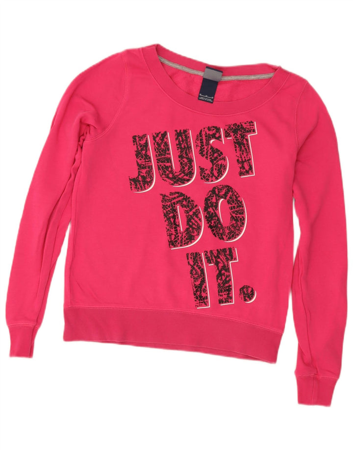 Damska bluza z grafiką Nike, UK 12, średnia różowa bawełna