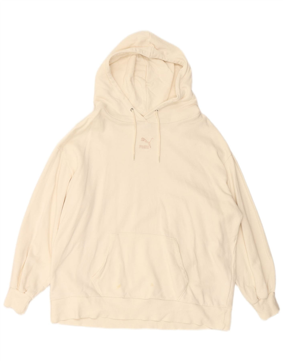 Damski sweter oversize z kapturem PUMA UK 14, średnia biała bawełna