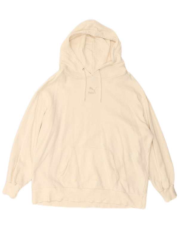 Damski sweter oversize z kapturem PUMA UK 14, średnia biała bawełna