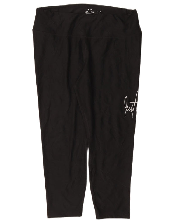 Damskie legginsy NIKE Dri Fit Graphic Capri UK 18 XL, czarny poliester