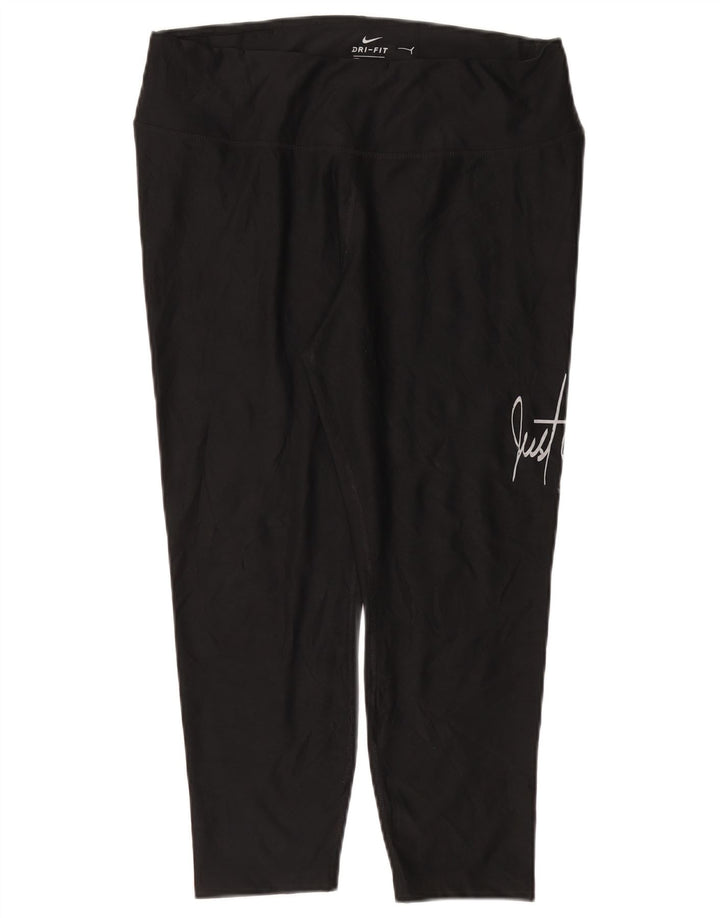 Damskie legginsy NIKE Dri Fit Graphic Capri UK 18 XL, czarny poliester