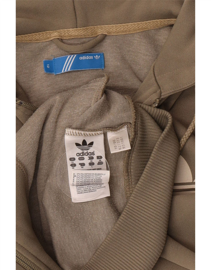 Damski sweter z kapturem i zamkiem Adidas UK 12, średni khaki, poliester