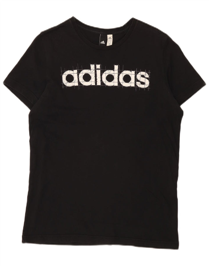 Męska koszulka z grafiką Adidas, średnia, czarna bawełna