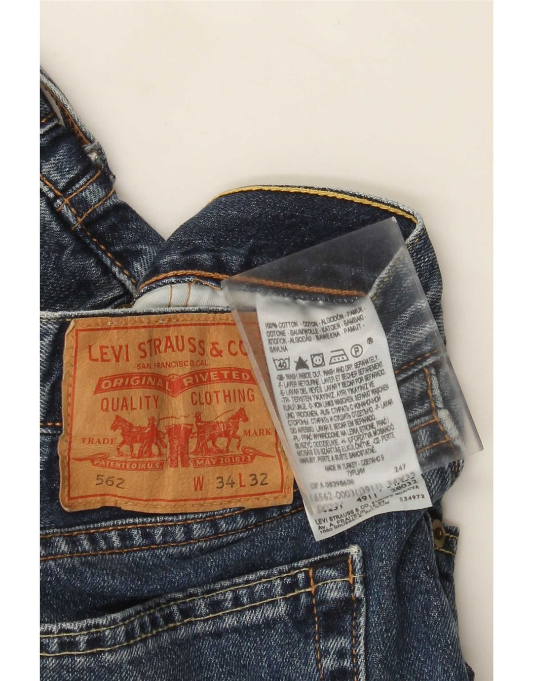 Męskie jeansy Levi's 562 Straight W34 L32 Niebieskie bawełniane