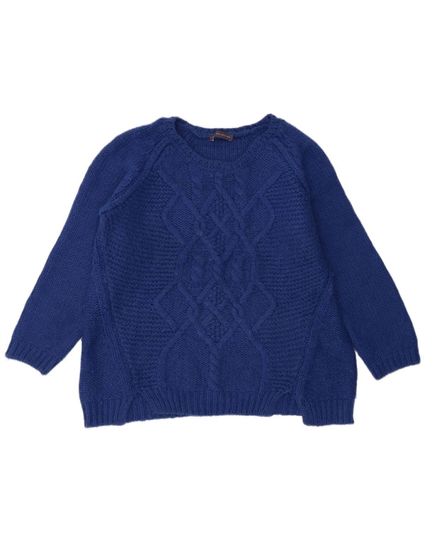 Marks & Spencer Damski sweter z dekoltem w łódkę UK 16, duży, niebieski akryl