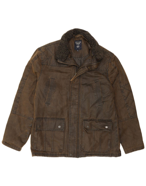 BOSTON CREW Męska kurtka z woskowanej bawełny UK 40, duża bawełna khaki