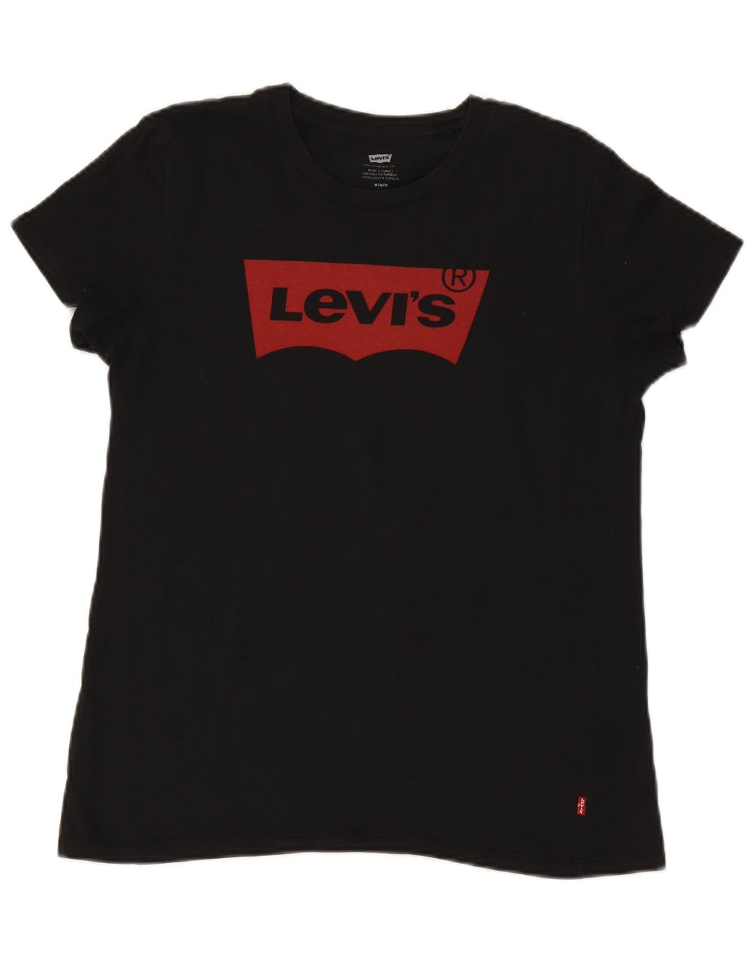 LEVI'S Womens Graphic T-Shirt Top UK 12 Medium Black Cotton