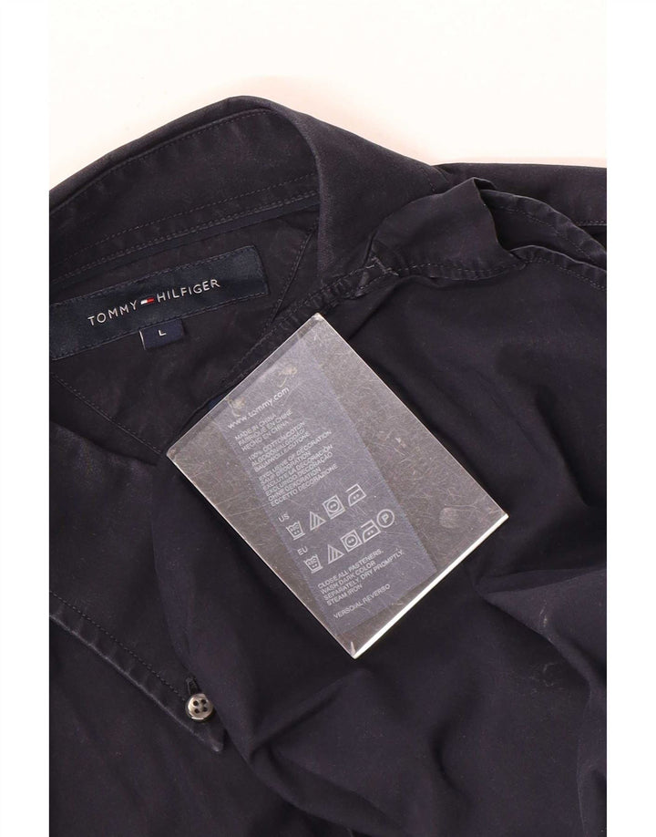 Męska koszula graficzna Tommy Hilfiger, duża, granatowa, bawełniana