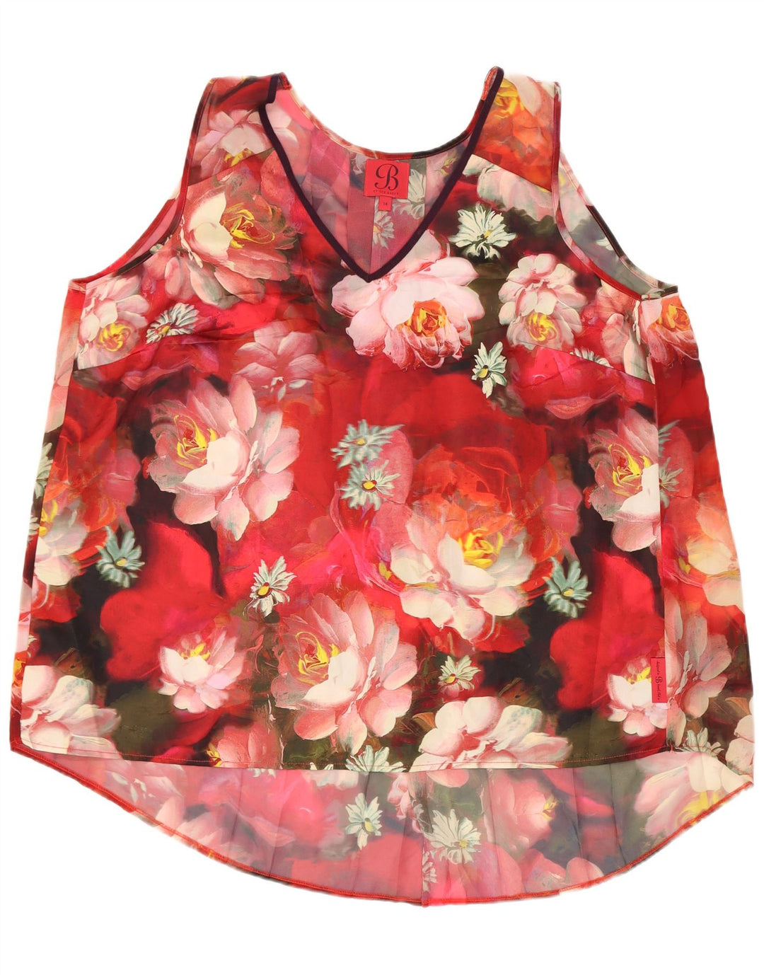Bluzka damska Ted Baker UK 14, duża, czerwona, z poliestru w kwiaty