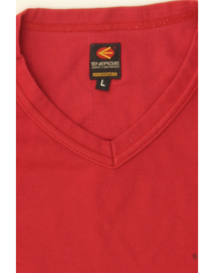 ENERGIE Womens Top Long Sleeve UK 14 Large Red Polyamide Vintage Energie and Second-Hand Energie from Messina Hembry 