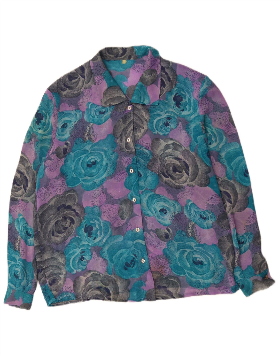 Damska bluzka koszulowa VINTAGE UK 18 XL wielokolorowe kwiaty