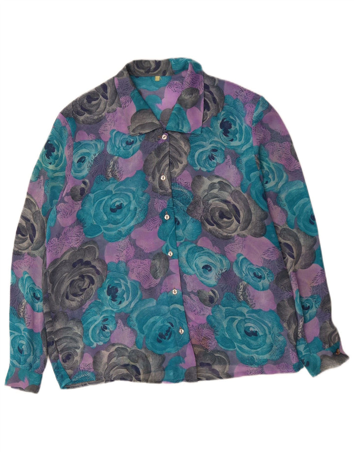 Damska bluzka koszulowa VINTAGE UK 18 XL wielokolorowe kwiaty