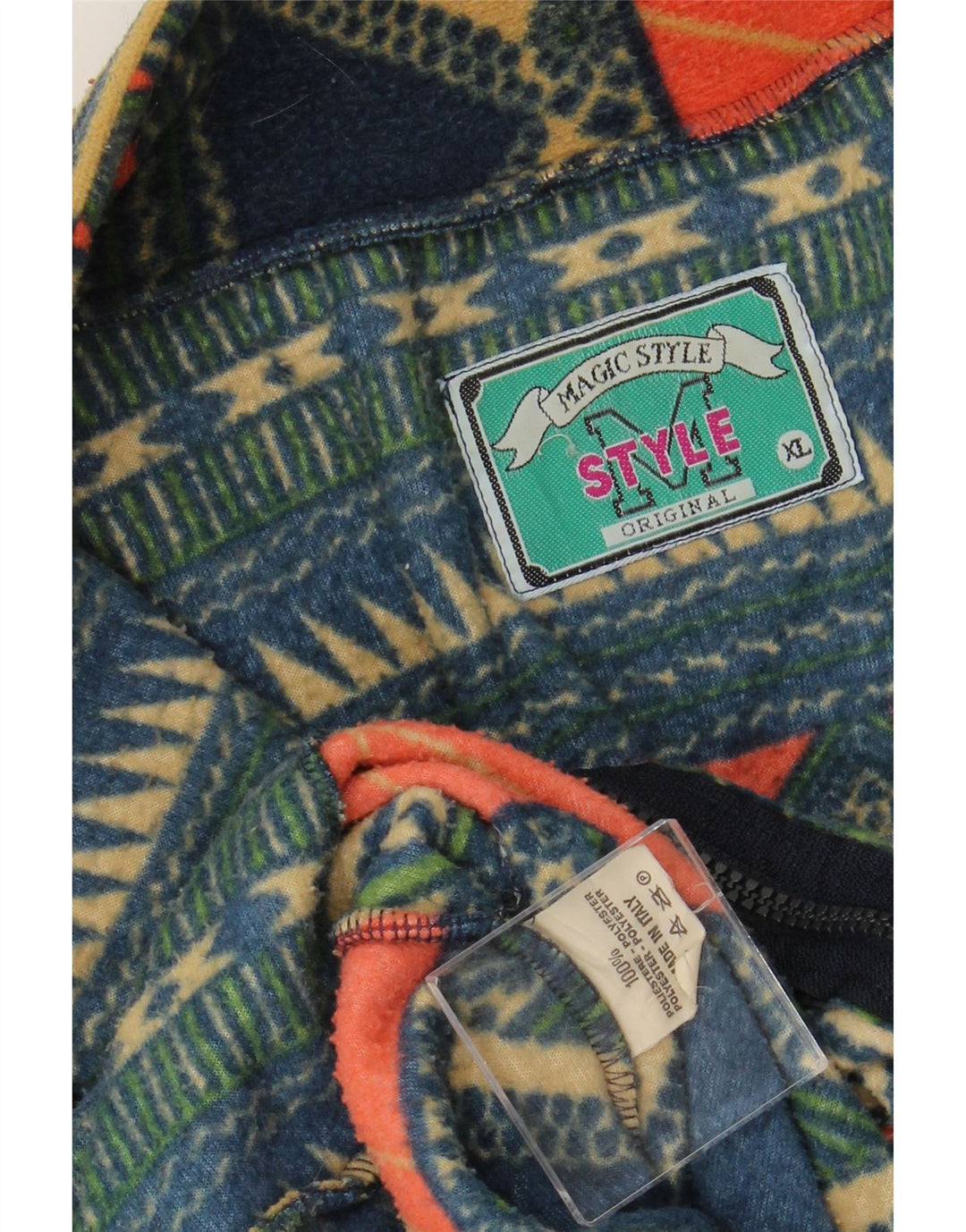 Męska kurtka polarowa VINTAGE UK 42 XL Wielobarwny geometryczny poliester