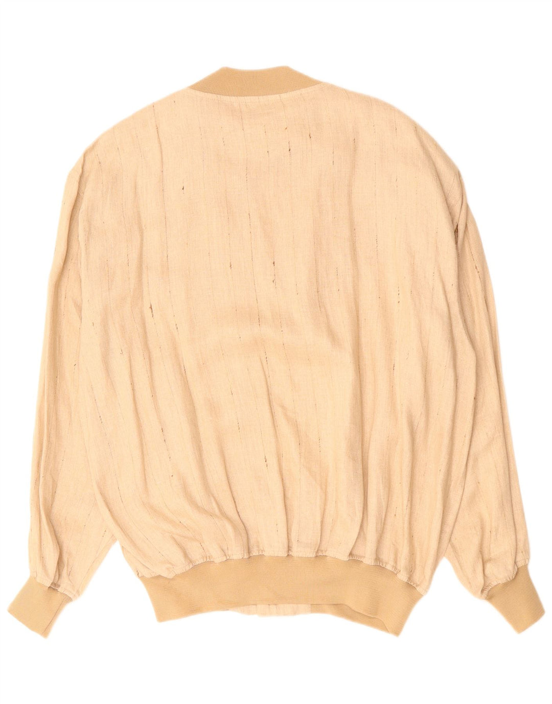 Męska kurtka bomberka VINTAGE UK 42 XL, beżowa, lniana w prążki