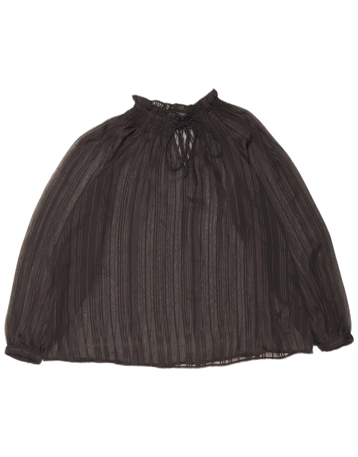 Marks & Spencer Damski oversize'owy top z długim rękawem, prześwitujący, UK 6 XS, czarny