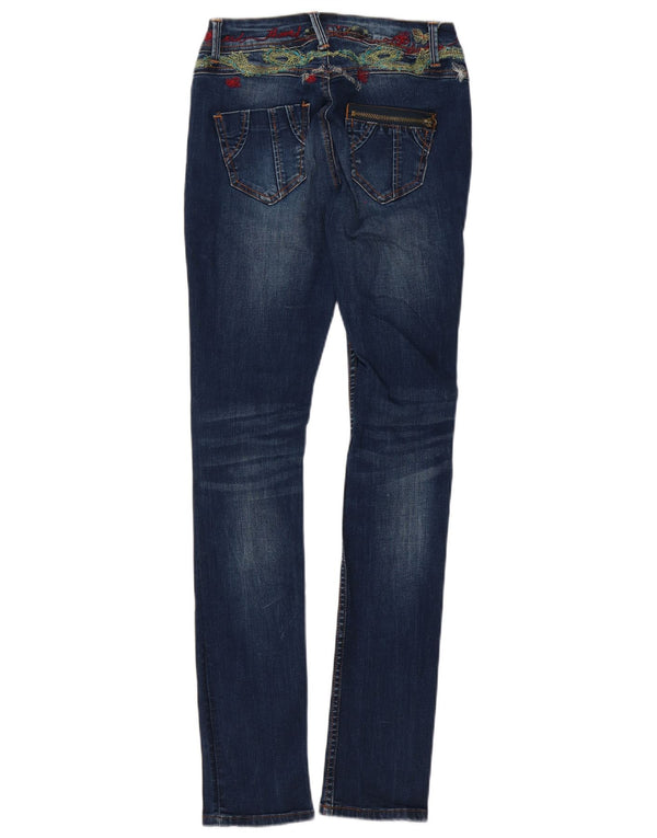 Damskie jeansy Skinny Desigual W26 L32 Niebieskie, bawełniane, w kwiaty