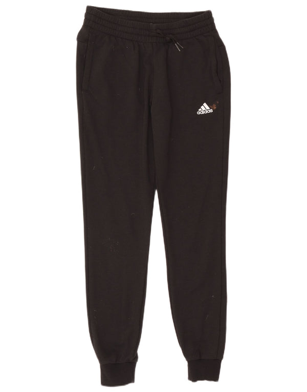 Adidas Womens Graphic Tracksuit Trousers Joggers UK 4/6 XS Black Cotton