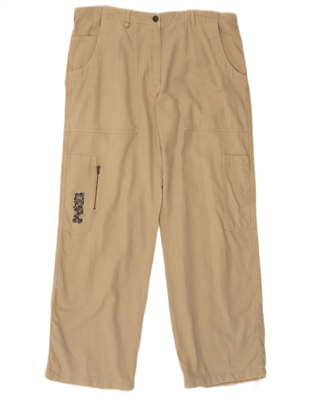 THINK PINK Womens Straight Cargo Trousers W36 L31 Beige Cotton